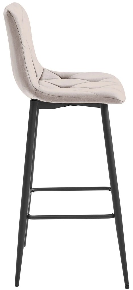 Sötét bézs bárszék NADO VELVET fekete lábakkal