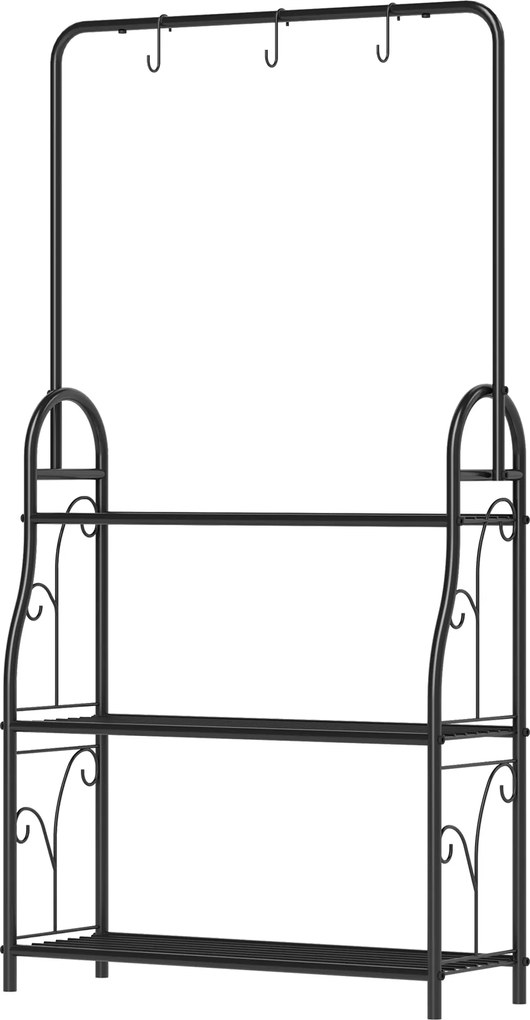 Outsunny 3-szintes Virágtartó Akasztóval, Kampókkal, Virágállvány Beltérre, Fém Virágpolc, Több Szintes Virágpolc, 137 cm Magas Viráglépcső Nappaliba,