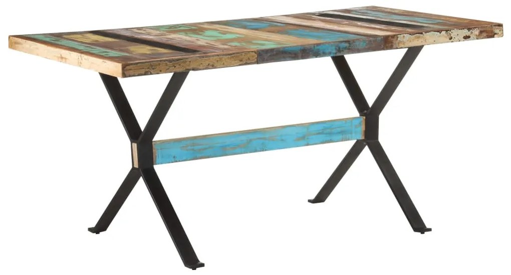 Tömör újrahasznosított fa étkezőasztal 160 x 80 x 76 cm