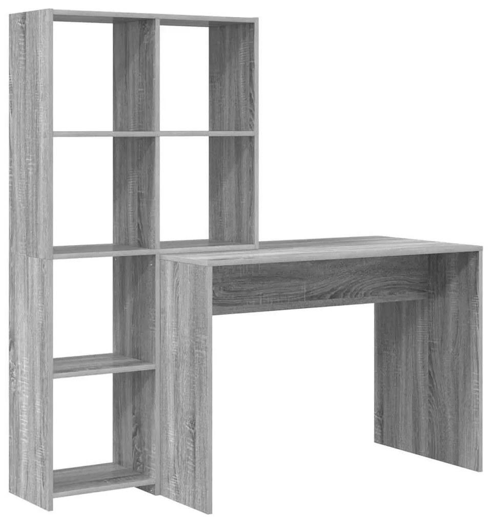 Asztal polcokkal Szürke sonoma 138.5 x 55 x 143 cm Faanyag