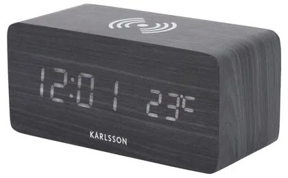 Karlsson 5933BK LED-es ébresztőóra/óra töltéssel 15 cm , fekete