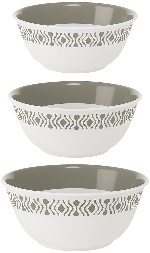 STEFANPLAST Műanyag tál Tosca, fehér/világosszürke 3db készlet fedél nélkül