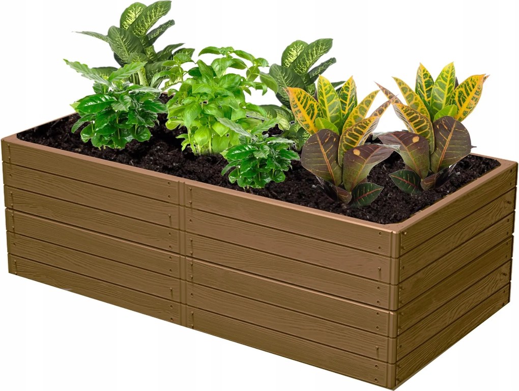 Kerti ágyás magasított fa utánzat barna 149x75,5x50 cm