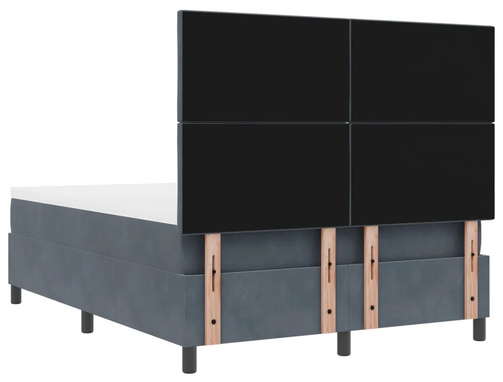 Boxspring Ágy Mattal és LED Fekete Szürke 140x200 cm Bársonyos
