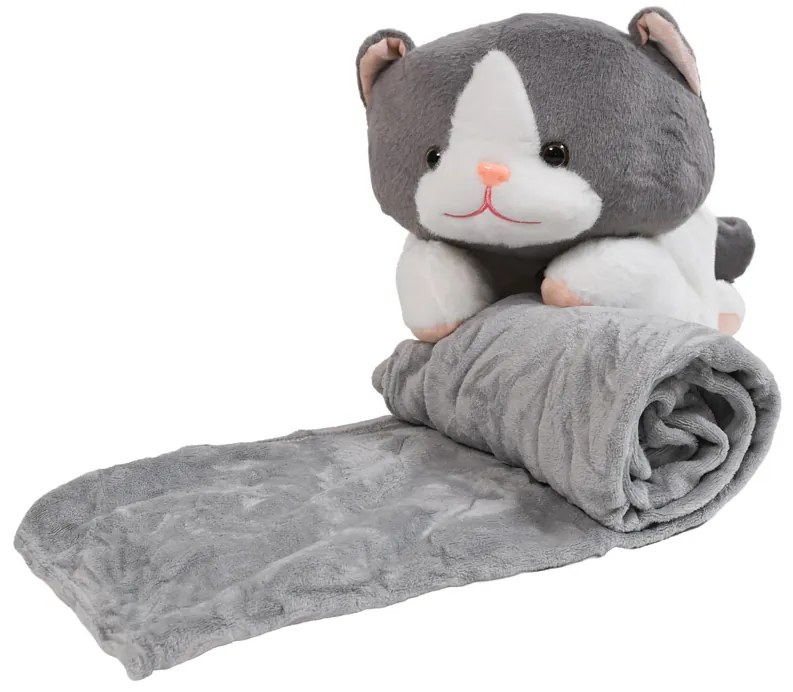 Plüss MACSKA szürke babatakaróval belül