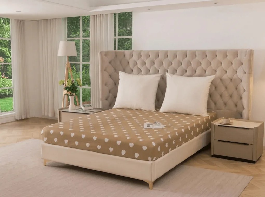 Mikroszálas lepedő CARAMHEART barna 90x200 cm
