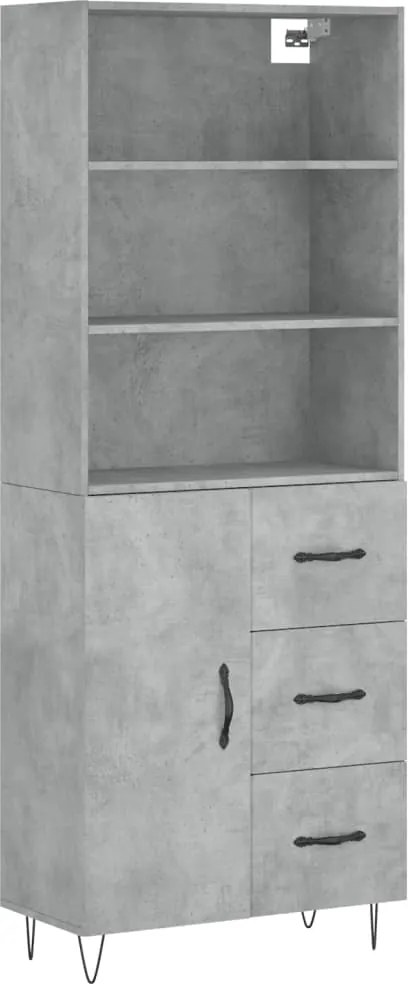 vidaXL betonszürke szerelt fa magasszekrény 69,5 x 34 x 180 cm