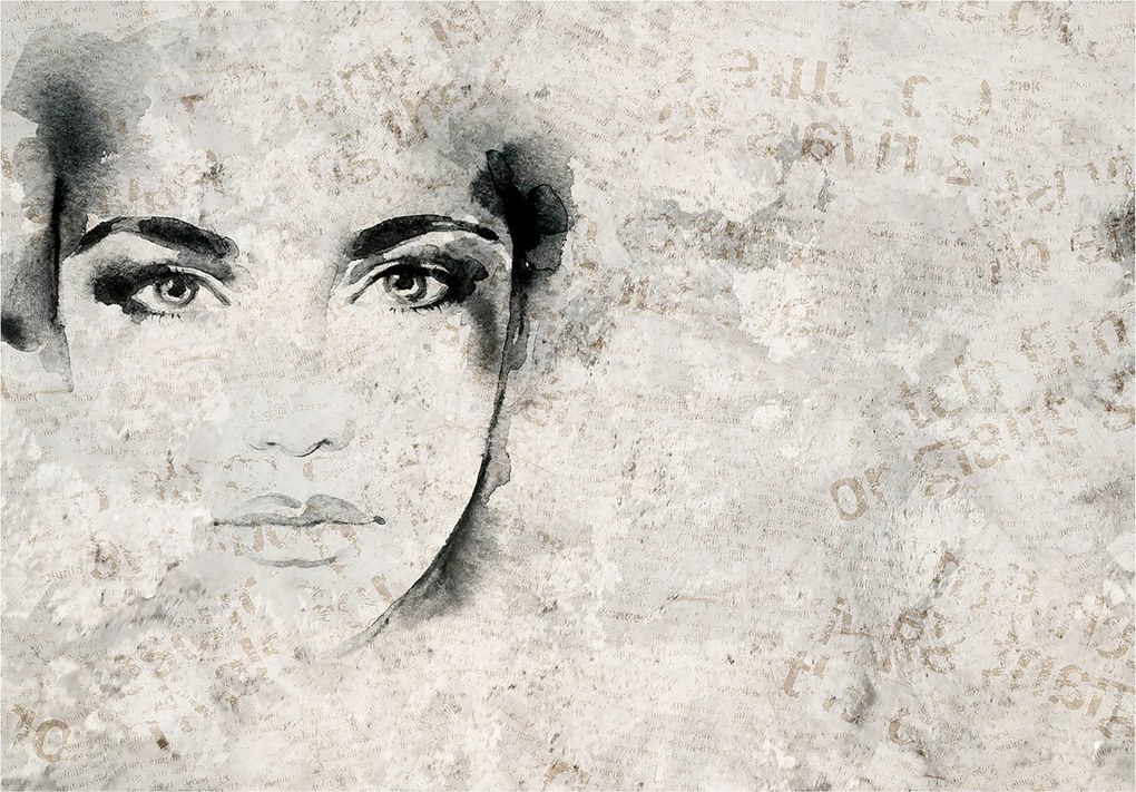 Vinyl Tapéta Flizelin Nő Arc Beton Absztrakt Loft 368x254