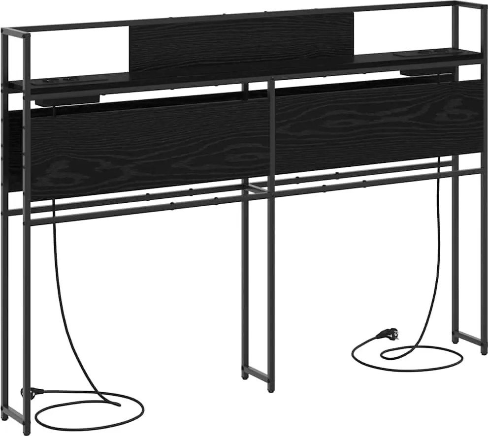 vidaXL Tároló fejtámla polcokkal tárolóval Musta tammi 160 cm Faanyag