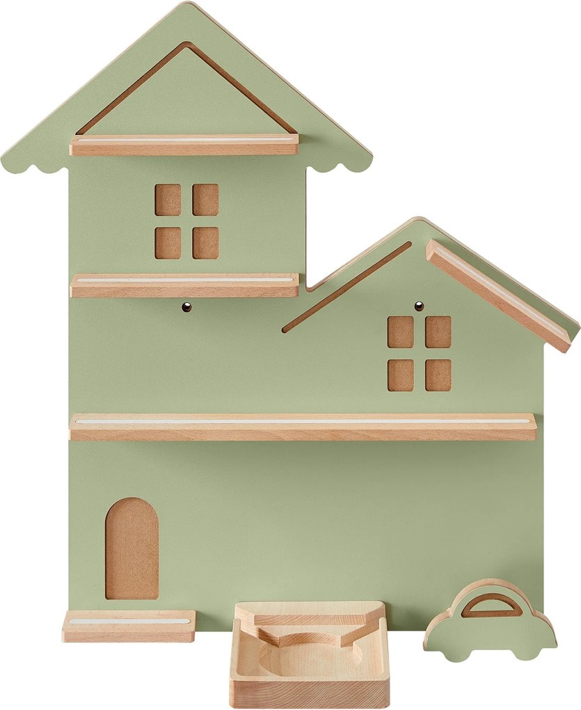 Toniebox polc, fali polc 35 figurának, gyermek polc, zöld