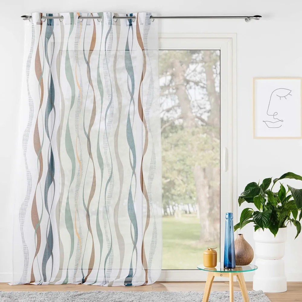 Fehér-kék átlátszó függöny 140x280 cm Lisana – douceur d'intérieur