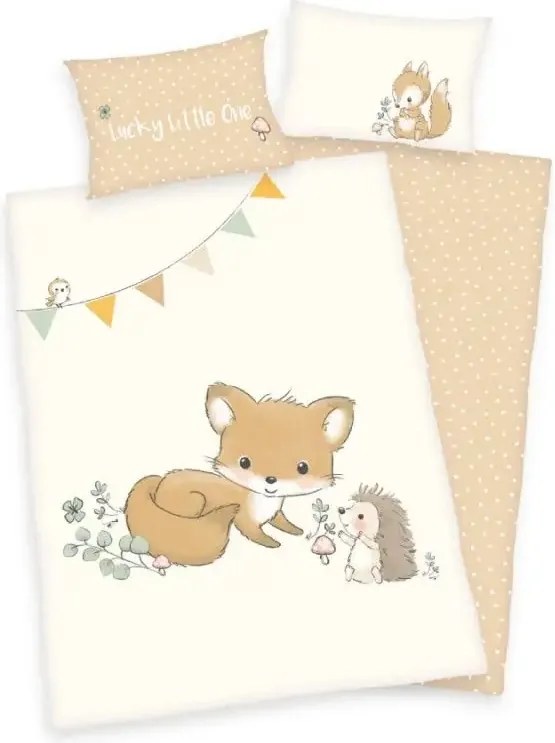 Ágyneműhuzat 100x135 Erdei állatok „Erdei barátok” krém bézs