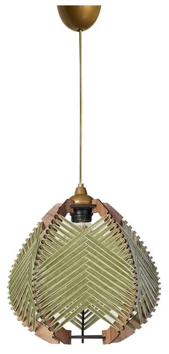 Zöld-natúr színű függőlámpa textil búrával ø 25 cm Yola – Opviq lights