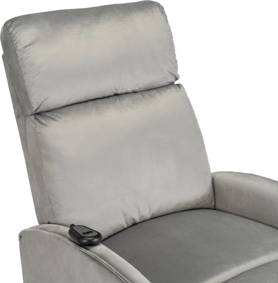 Elektromos relax fotel felállást segítő funkcióval szürke bársony – COLTON
