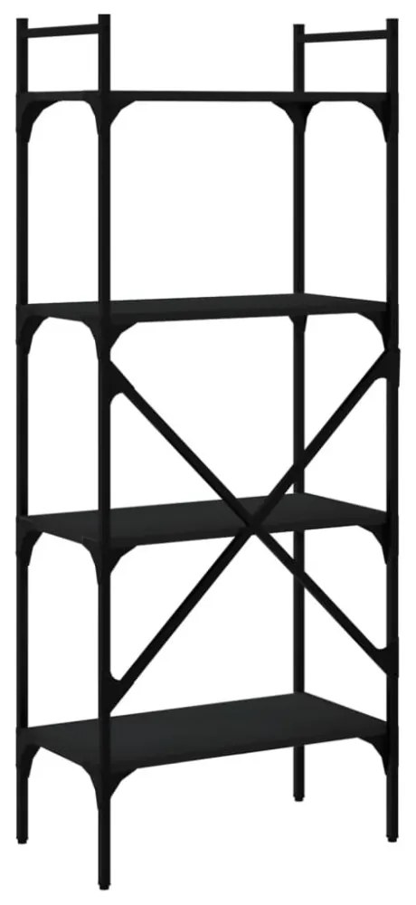 4 szintes fekete szerelt fa könyvespolc 56 x 31,5 x 138,5 cm