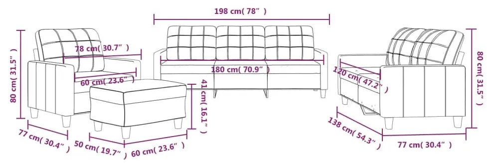 4 részes fekete műbőr ülőgarnitúra párnákkal