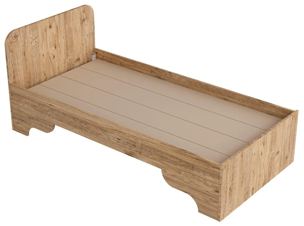 Egyszemélyes ágy 80 cm Poleso 2 (atlanti fenyő + bézs) (ágyráccsal). 1094827