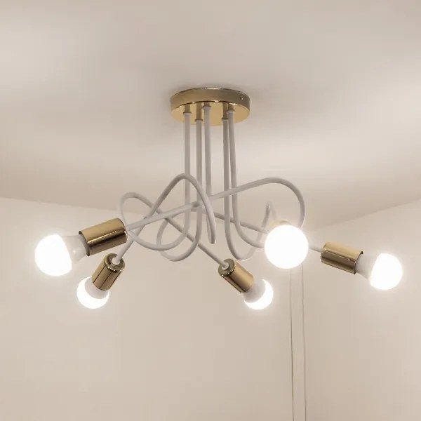 Felületre szerelhető OXFORD csillár 5xE27/15W/230V, arany/fehér