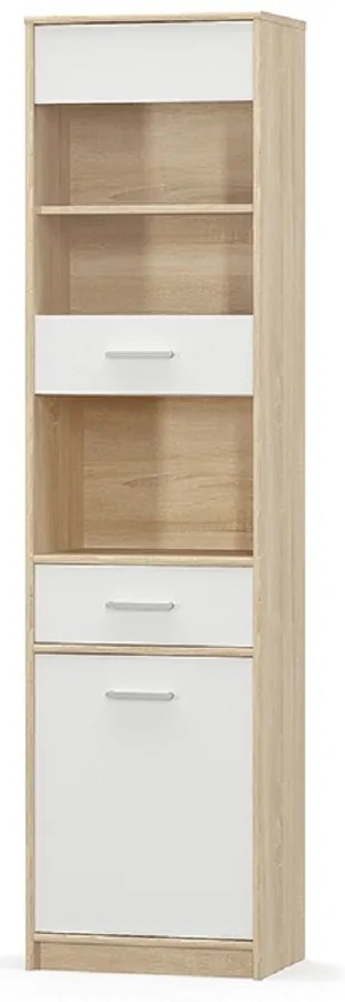 Vitrines szekrény 1D1W1S, fehér/tölgy sonoma, TEYO