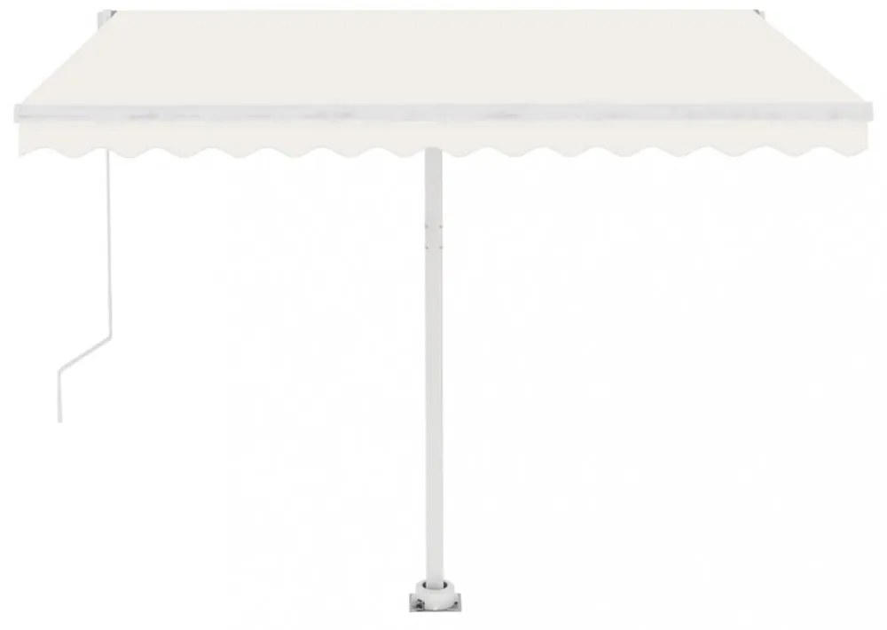 krémszínű kézzel kihúzható póznás napellenző 300 x 250 cm