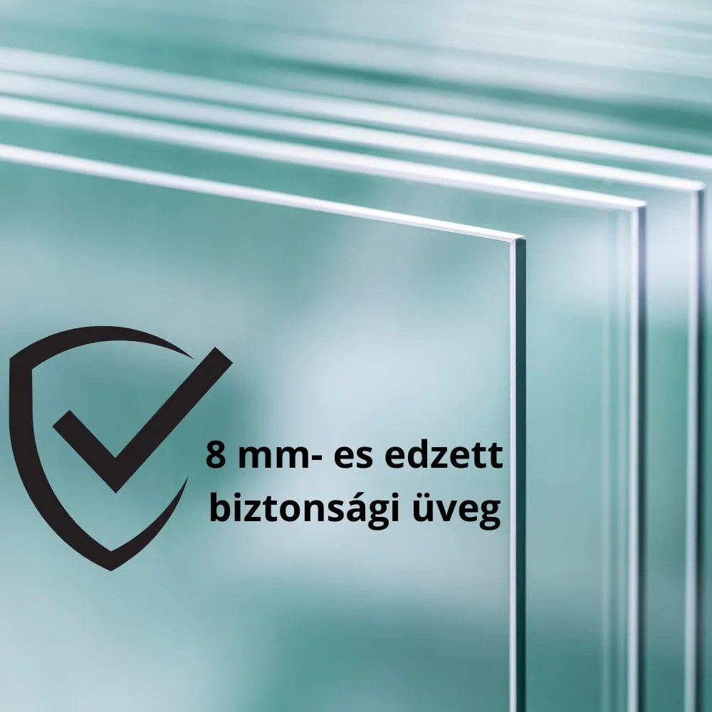 Stuxi Milano Easy Walk-in zuhanyfal, 80x200 cm, 8 mm vastag vízlepergető biztonsági üveggel, helytakarékos stabilizátorral