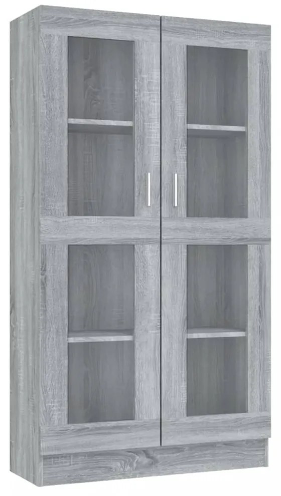szürke sonoma színű szerelt fa vitrinszekrény 82,5x30,5x150 cm