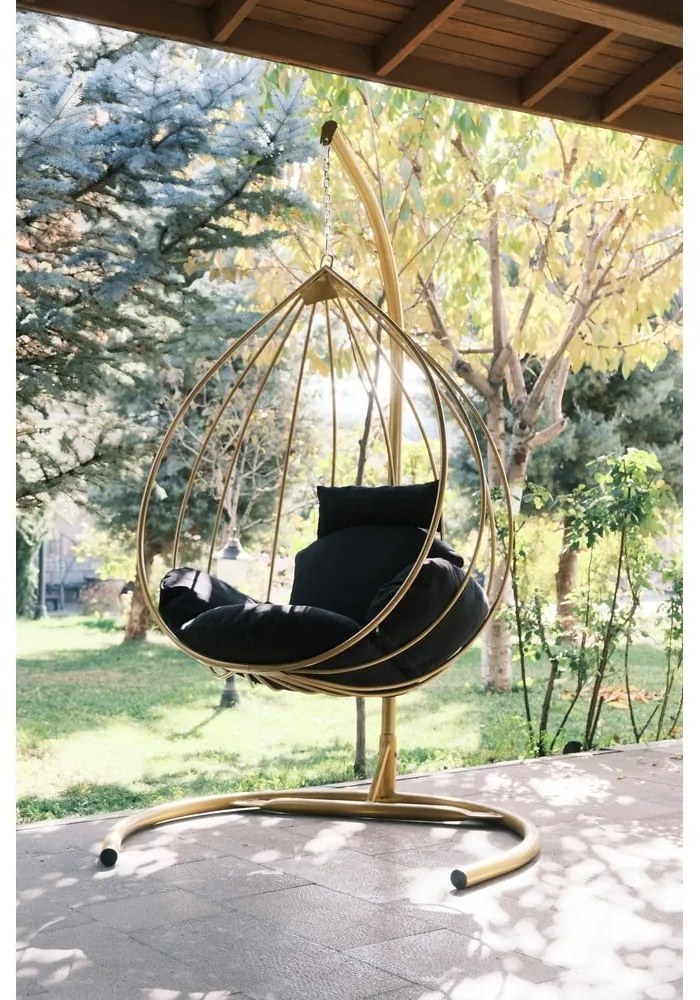 Fekete-aranyszínű kerti függőfotel Damla – Floriane Garden