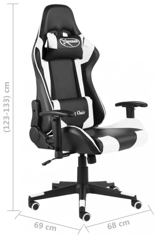 fehér PVC forgó gamer szék