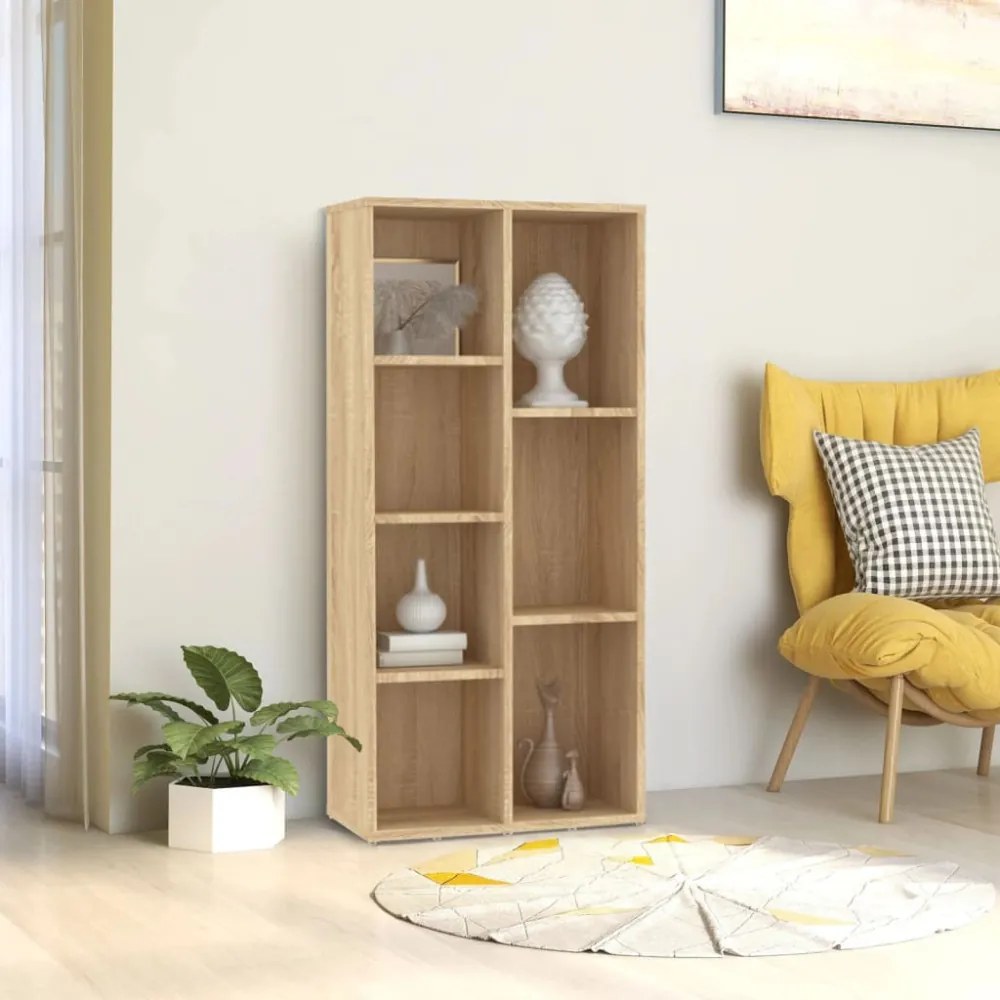 sonoma tölgy színű szerelt fa könyvszekrény 50x25x106 cm