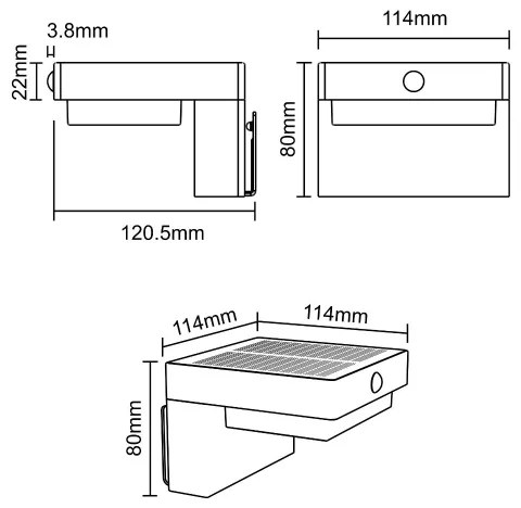 Zuma Line WT33811-LED Napelemes fali lámpa GRID LED/4,5W/2000mAh IP44 fekete