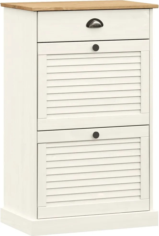 vidaXL VIGO fehér tömör fenyőfa cipőszekrény 60x35x96 cm