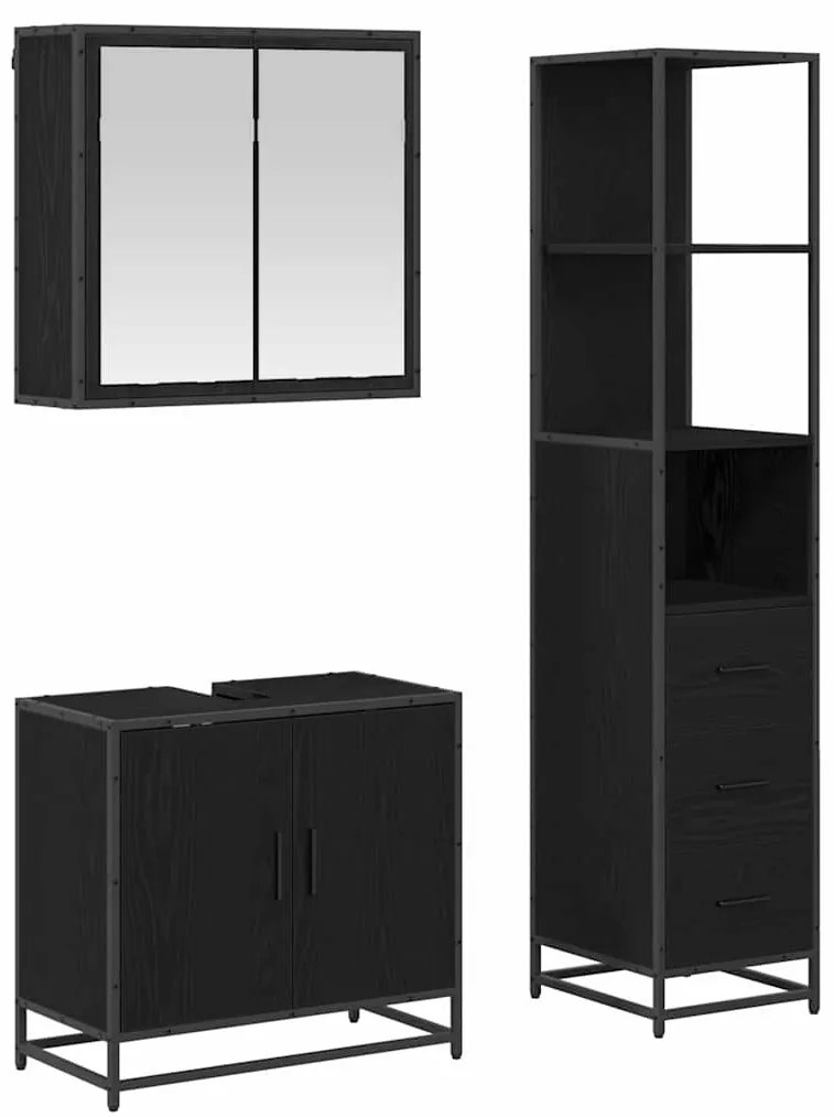 Fürdőszoba bútor szett 3 pcs Musta tammi 65 x 33 x 60 cm