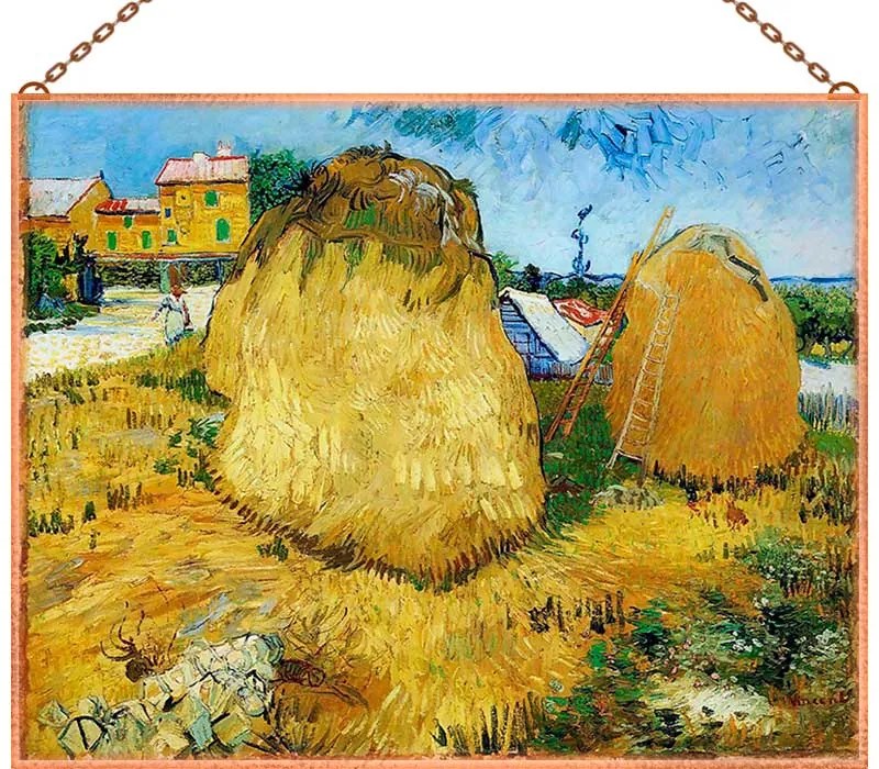 Vincent van Gogh - Haystacks_in_Provence üvegkép, falikép