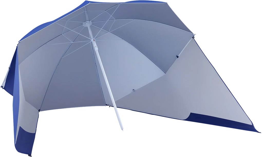 Outsunny 2 az 1-ben Strandernyő Védőtető Kék Φ210xH222cm | Aosom