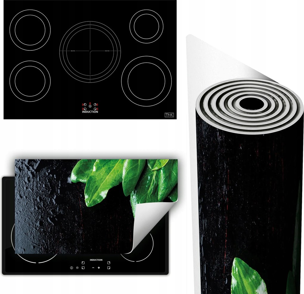 Vinil Tűzhelyvédő Szőnyeg Asztallap 90x52 fekete konyha