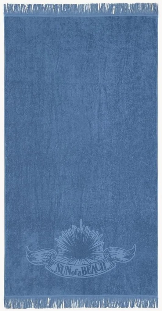 Pamut strandtörölköző L 180 cm, B 100 cm kék