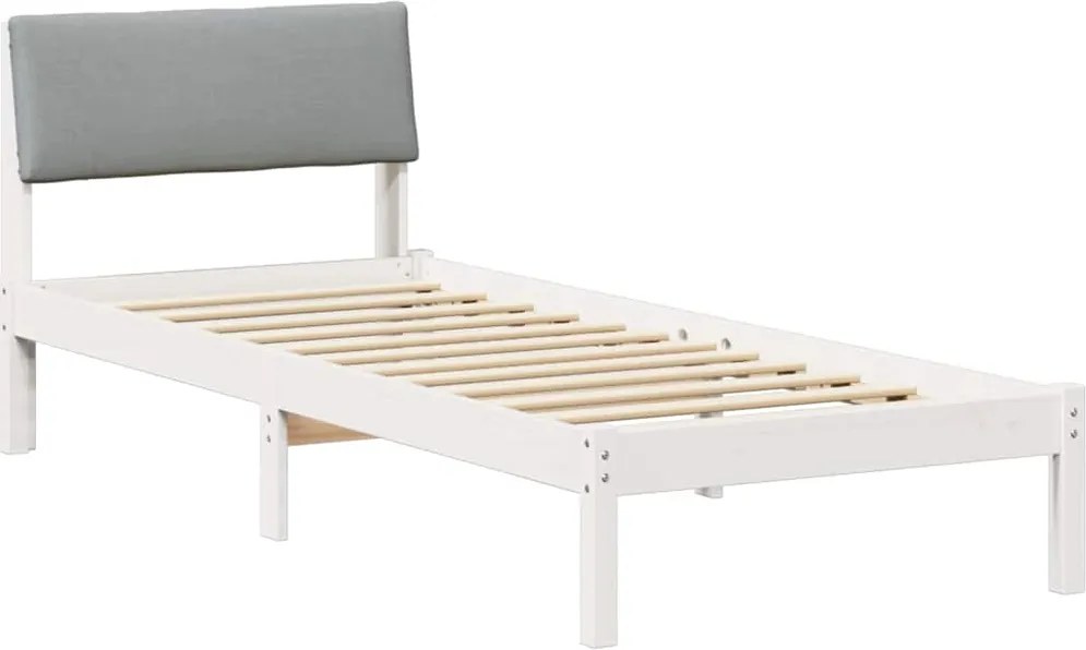 vidaXL Ágykeret Fehér és világosszürke 75 x 190 cm Tömör fenyőfa