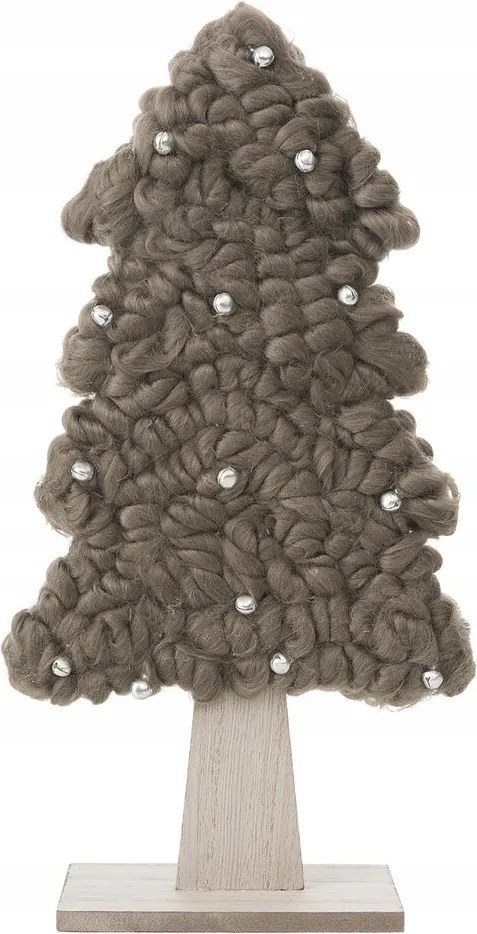 Karácsonyfa dekoráció 40 cm gyöngyök barna rusztikus alap