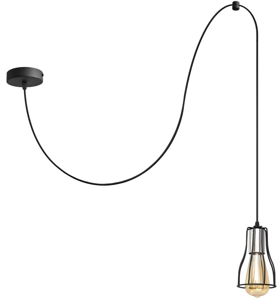 Csillár zsinóron TUBE LONG 1xE27/15W/230V fekete/króm