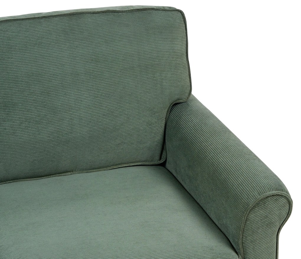 Háromszemélyes sötétzöld kordbársony kanapé RONNEBY Beliani
