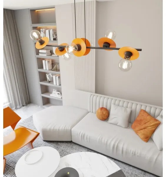 Csillár zsinóron TOKEN 6xE27/15W/230V narancs