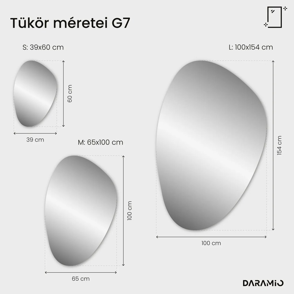 Kavics alakú tükör LED-világítással G7