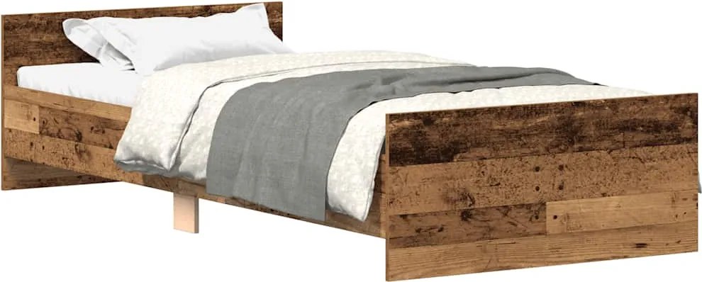 vidaXL antik fa szerelt fa ágykeret matrac nélkül 90x190 cm