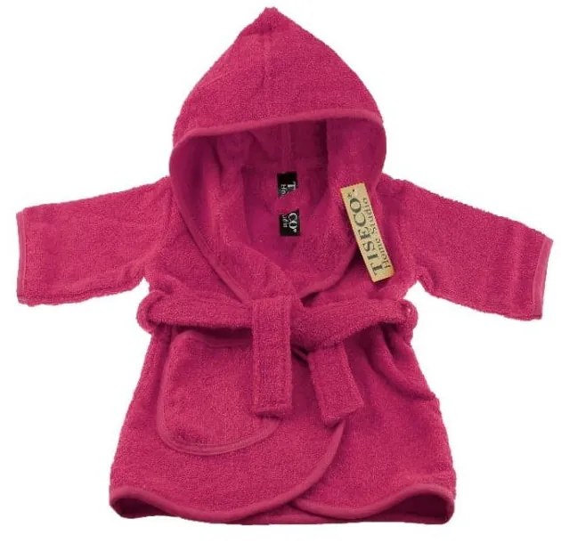 Sötét rózsaszín pamut gyerek fürdőköpeny, méret 0-12 hónapos korig - Tiseco Home Studio