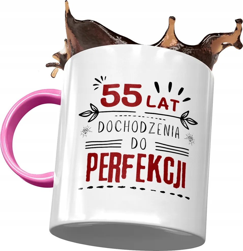 Rózsaszín Bögre Születésnapra 55 55-es 55-ös Ajándék Nyomtatott Fotóval