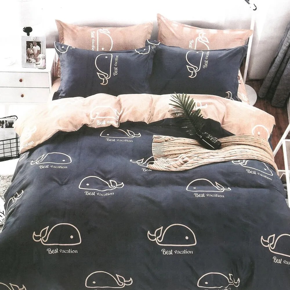 Pamut ágynemű KIDDO GREY WHALE 140X200 cm