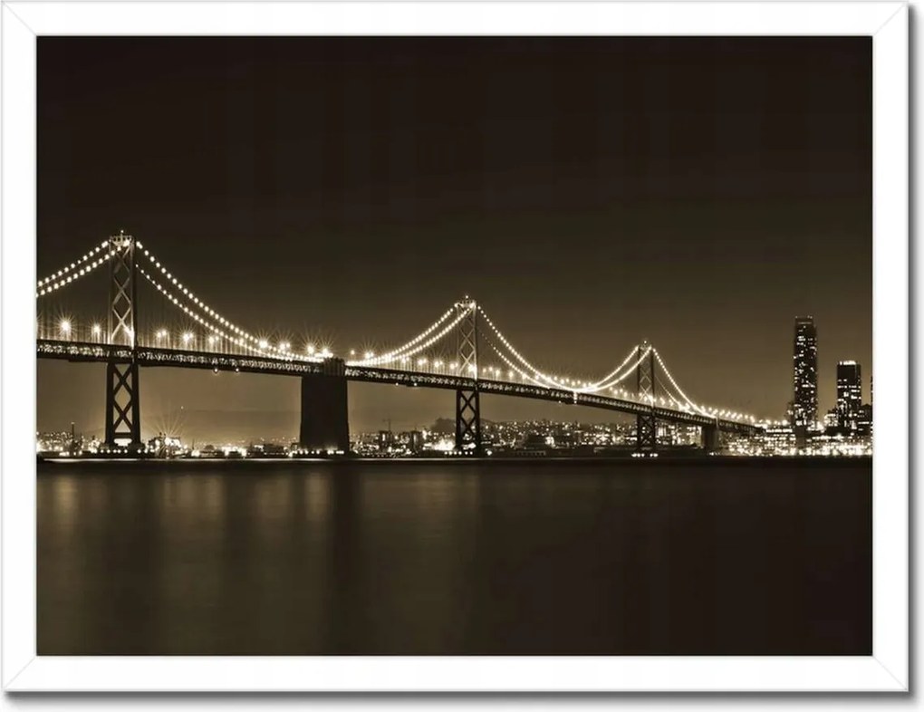 Poszterek keretben 40x30 Híd az éjszakában szépia