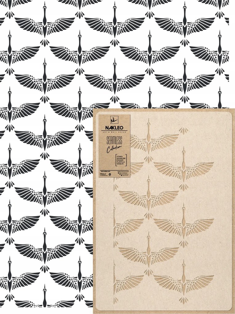 Festősablon Ismételhető Többször felhasználható 59x95cm Tapéta Daru Csorda Madarak