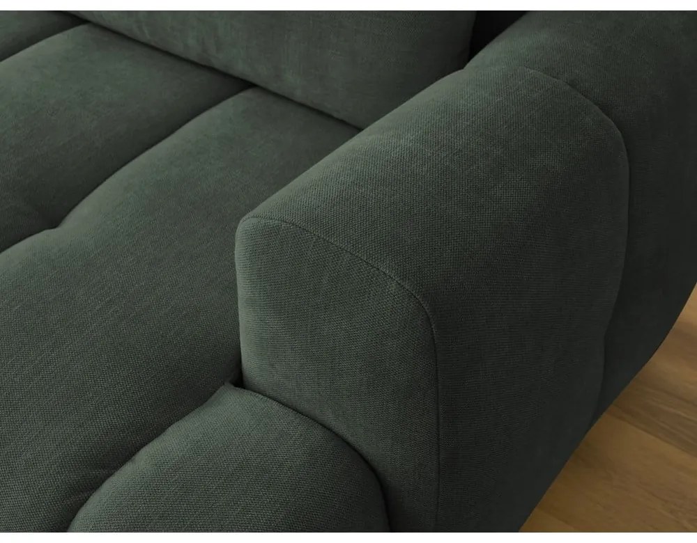 Zöld kinyitható-tárolóhelyes sarokkanapé (bal oldali-heverő résszel) Fuji – Bobochic Paris