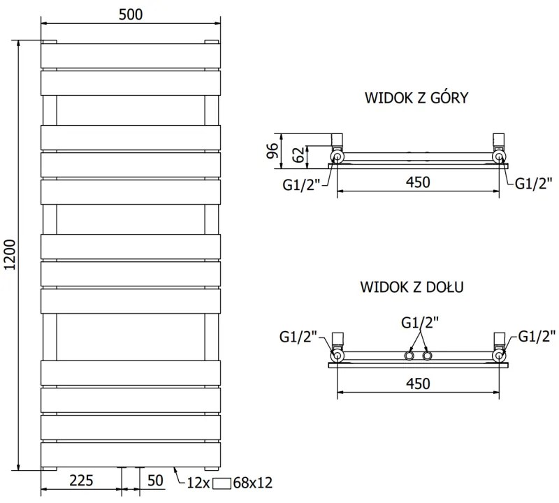 Mexen Ceres, futoelem 1200 x 500 mm, 610 W, fekete, W111-1200-500-00-70